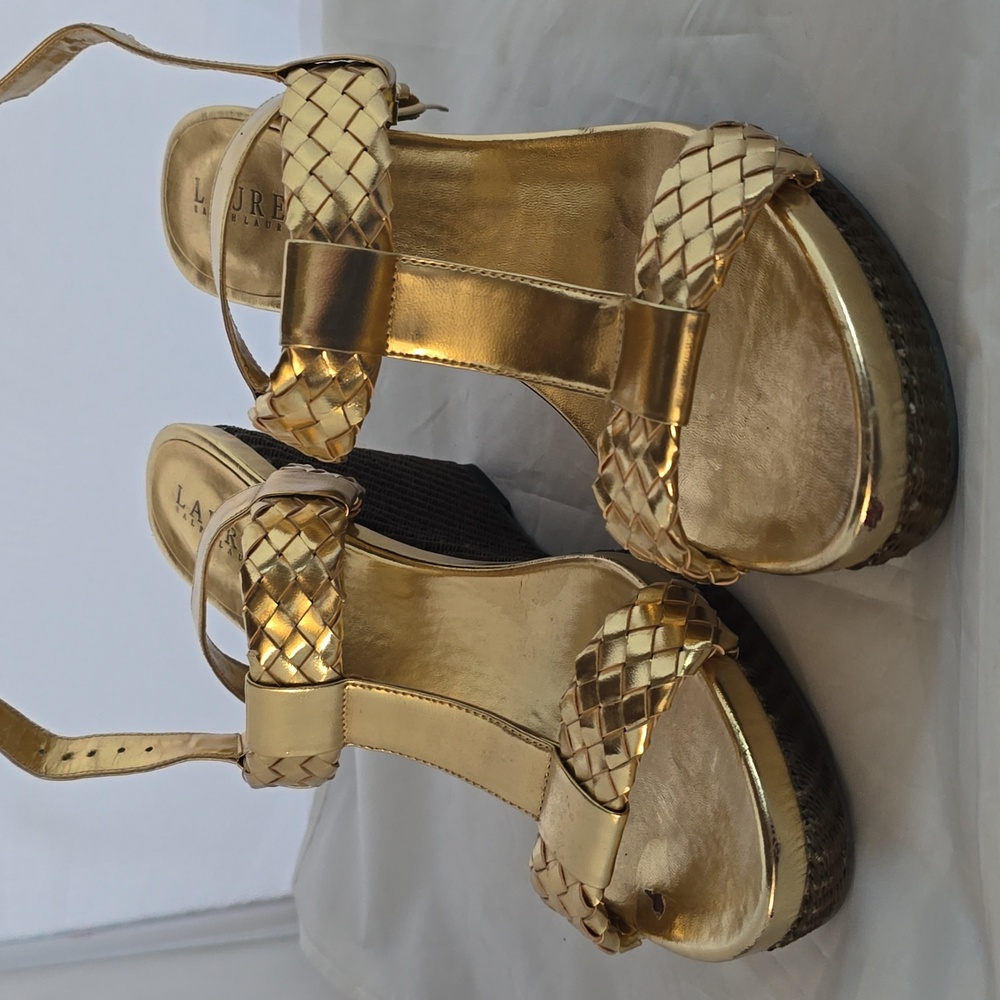 Laren gold wedge sandals